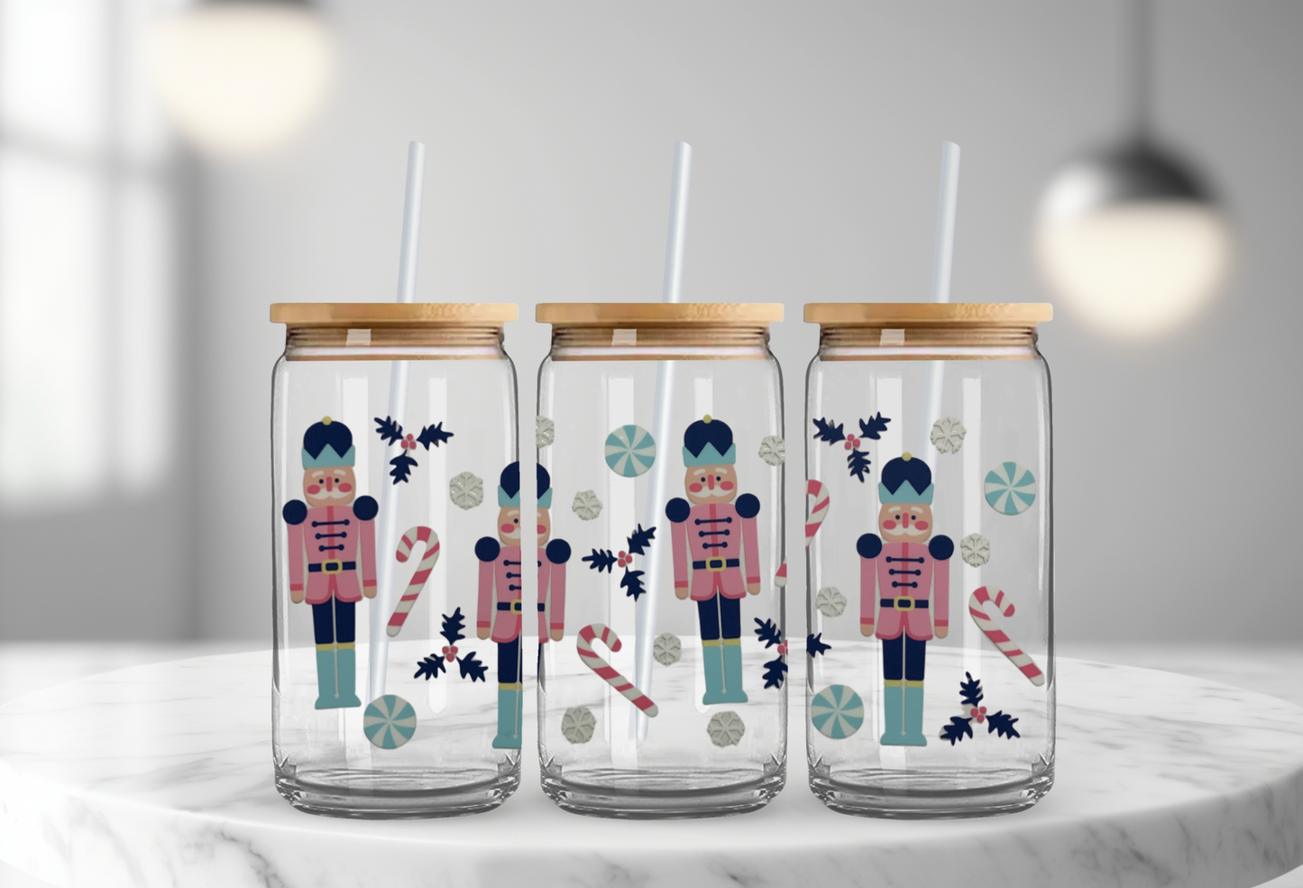 Nutcracker and Candy Cane - 16oz UV DTF Cup Wrap