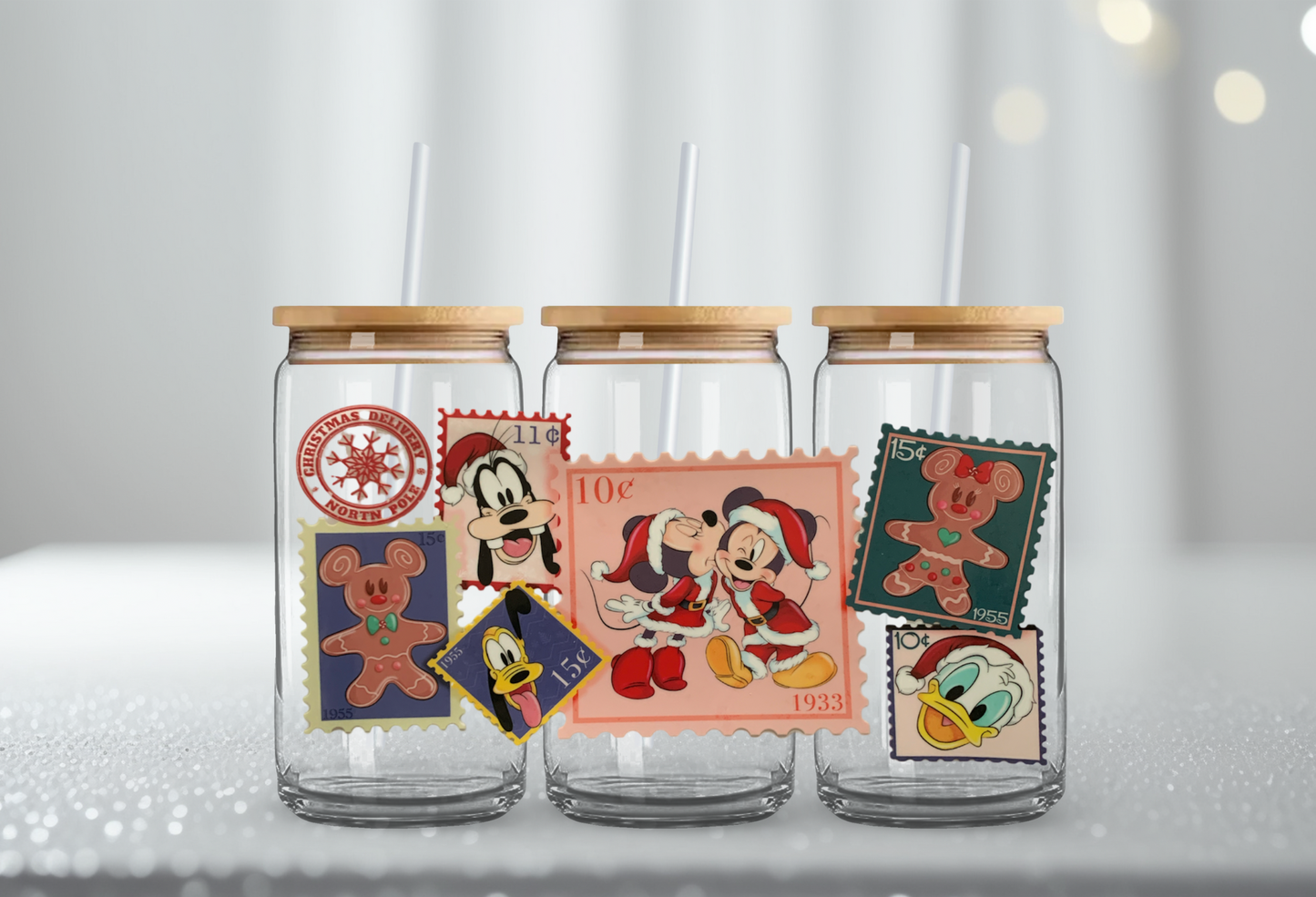 Christmas Mouse Stamp - 16oz UV DTF Cup Wrap