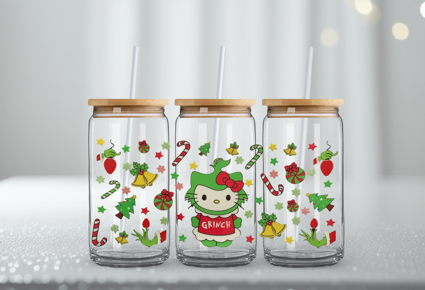 Hello Kitty Grinch - 16oz UV DTF Cup Wrap