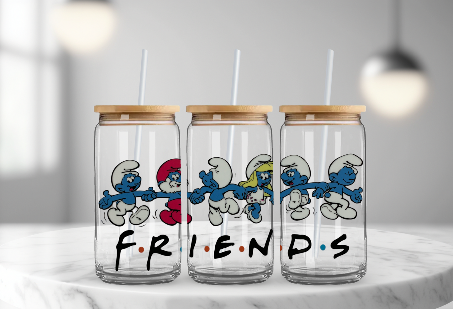 Smurf Friends - 16oz UV DTF Cup Wrap