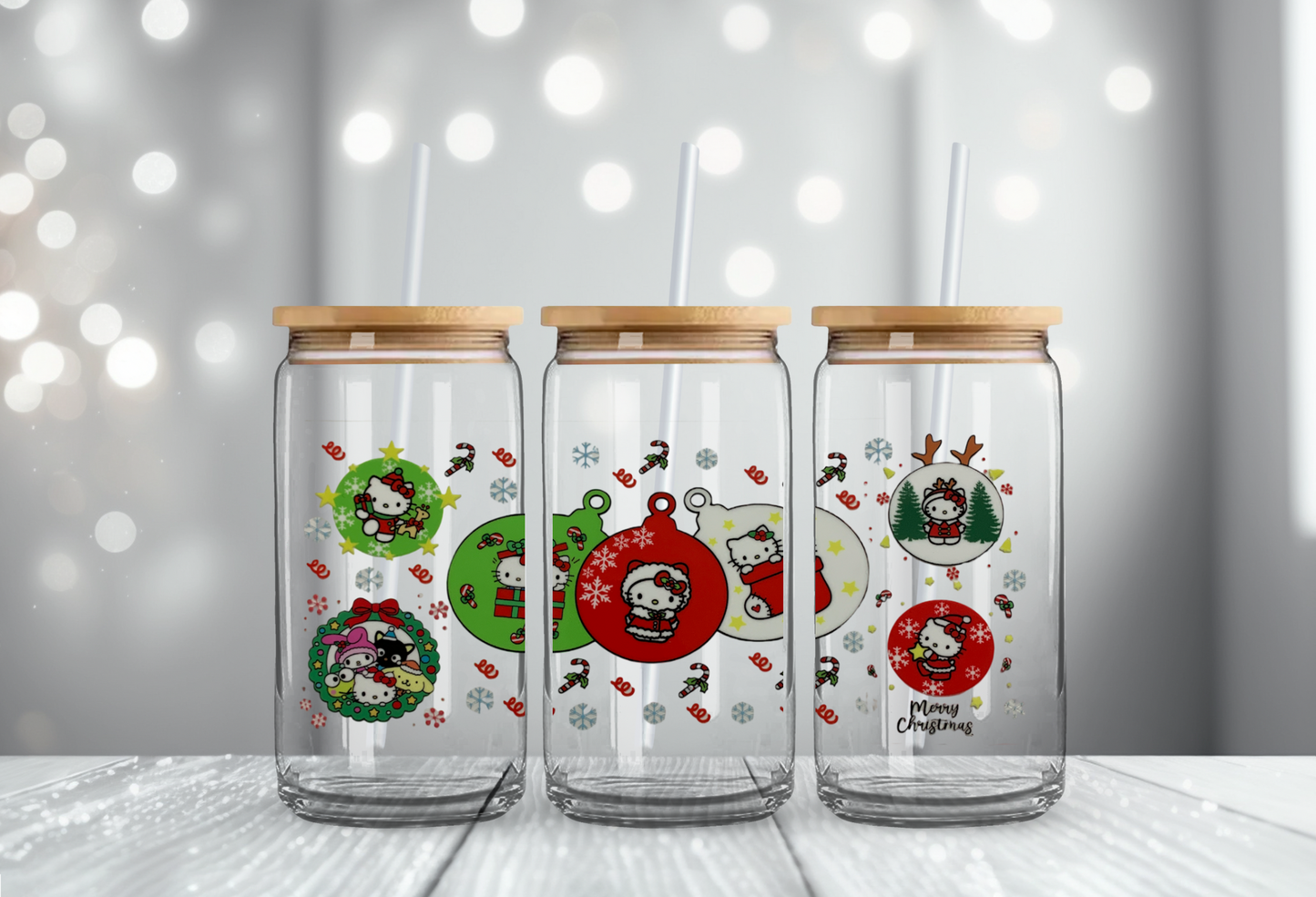 Hello Kitty and Friends Ornaments- 16oz UV DTF Cup Wrap