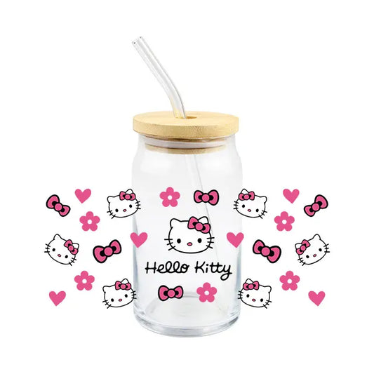 Hello Kitty Bows and Hearts - 16oz UV DTF Cup Wrap